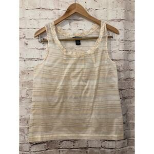 Moda International Shirt Womens Medium Silk Peach Striped Semi Sheer Organza